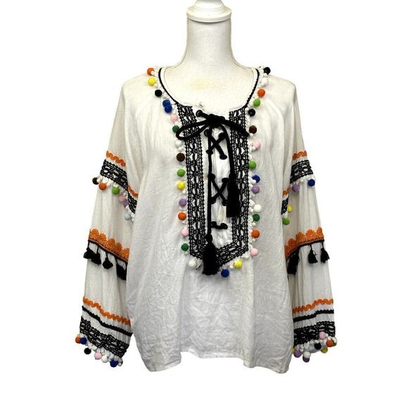 Dodo Ba Or top, pompoms, medium, artsy, wacky, eclectic, dopamine, bright - Picture 1 of 9